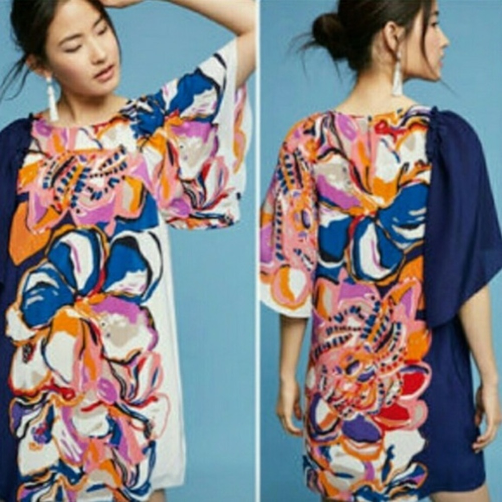 Anthropologie Maeve silk Floral shift dress size S